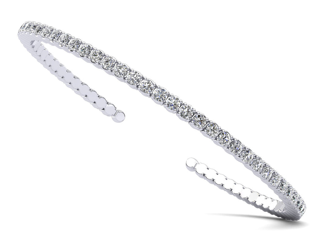 Brilliant Cut Round Diamond Flexible Bangle Lab-Grown Diamond  with 2.05 ct.(finished) 2mm