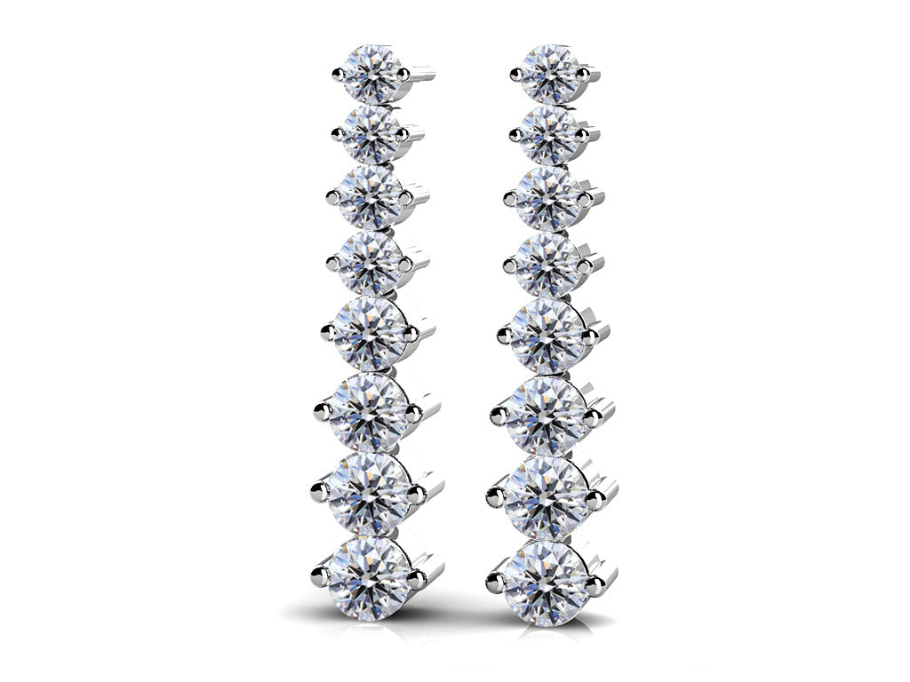 Graduated Diamond Drop Earrings In Lab-Grown Diamond  with 2.49 ct.(finished)