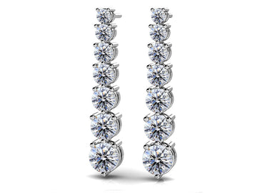 Prong Set Diamond Cascade Earrings Diamond  with 3.02 ct.(finished)