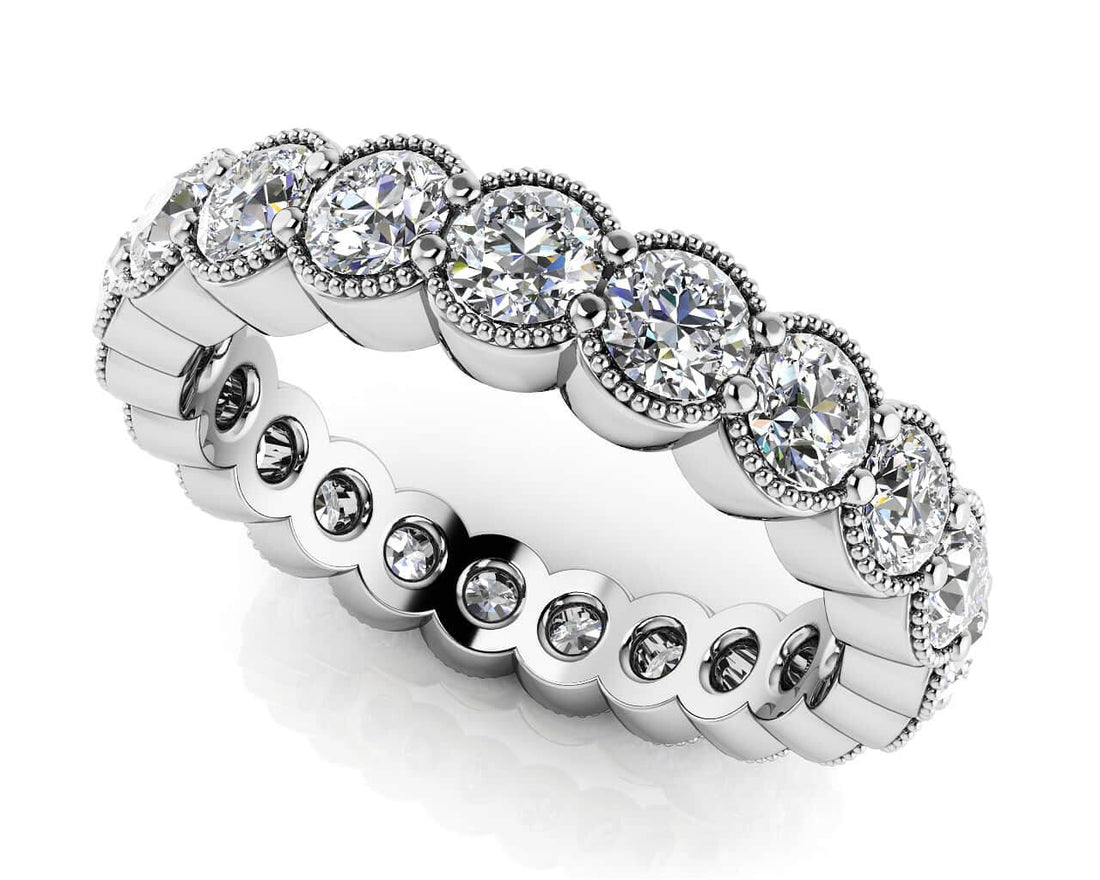 Milgrain Brilliant Cut Diamond Eternity Band Lab-Grown Diamond  with 2.88 ct.(finished) 3.5mm