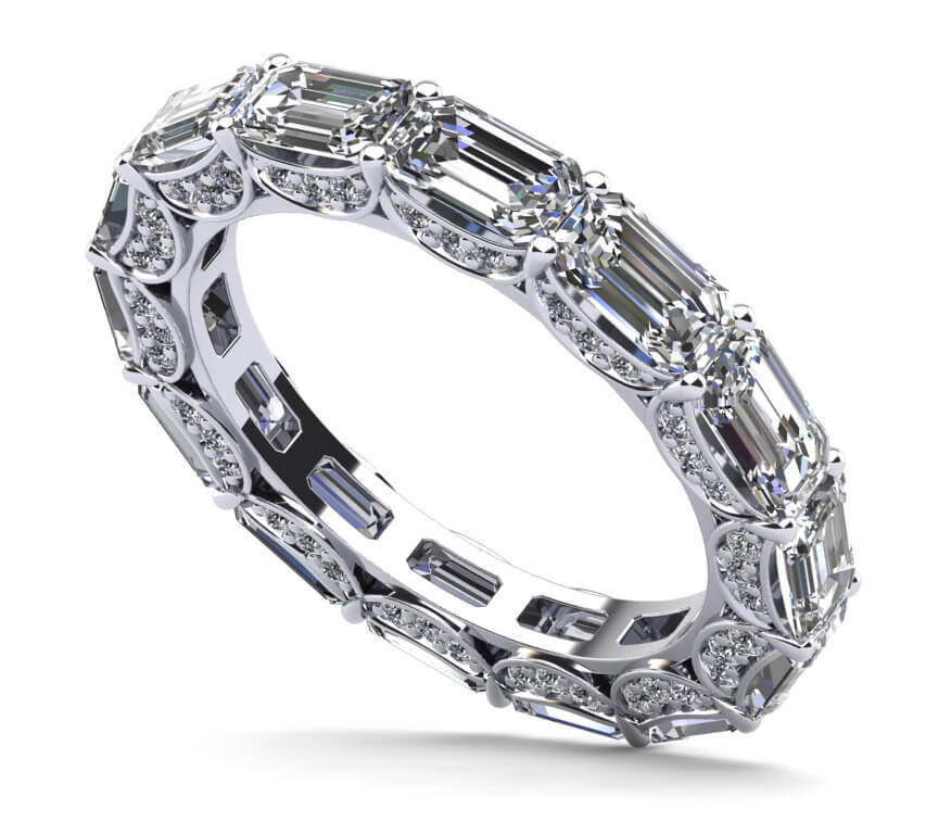 Diamond Eternity Ring With Sash Setting Lab-Grown Diamond  with 3.74 ct.(finished) 4x3mm, 1mm