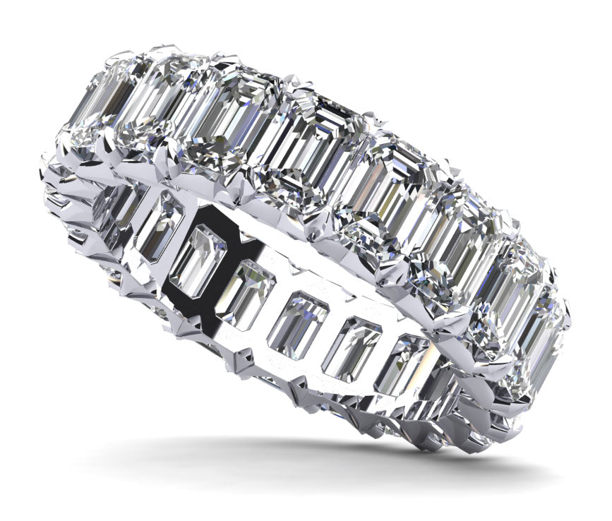 Emerald Cut Crown Diamond Eternity Ring Lab-Grown Diamond  with 7.20 ct.(finished) 4.9x3.6mm