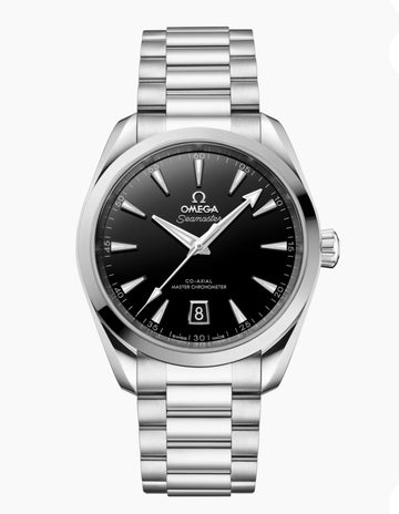 Omega Aqua Terra 150M Co-Axial Master Chronometer Watch - 38 mm Steel Case - Flat Black Dial - Brushed And Polished Steel Bracelet - 220.10.38.20.01.004