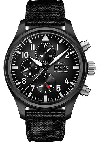 IWC Pilot's Watch Chronograph TOP GUN Day-Date - Black Ceramic - 44.5 mm Ceramic Case - Black Dial - Black Textile Strap - IW389101