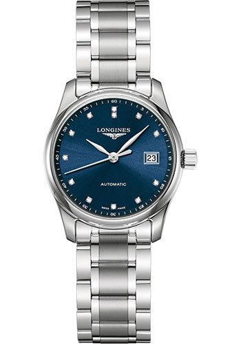 Longines Master Collection Watch - 29 mm Steel Case - Blue Diamond Dial - Bracelet - L2.257.4.97.6