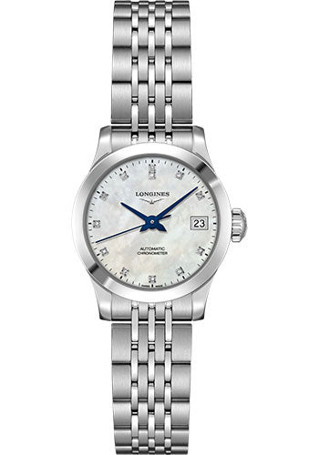 Longines Record collection Watch - 26 mm Steel Case - White Mother-Of-Pearl Diamond Dial - Bracelet - L2.320.4.87.6