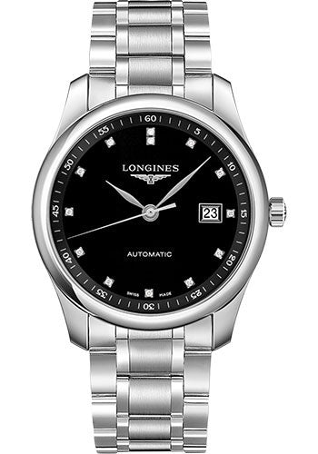 Longines Master Collection Watch - 40 mm Steel Case - Black Diamond Dial - Bracelet - L2.793.4.57.6