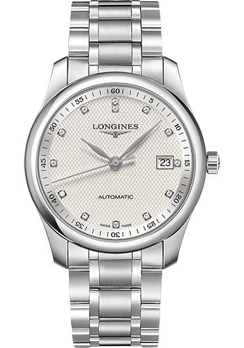 Longines Master Collection Watch - 40 mm Steel Case - Silver Barleycorn Diamond Dial - Bracelet - L2.793.4.77.6