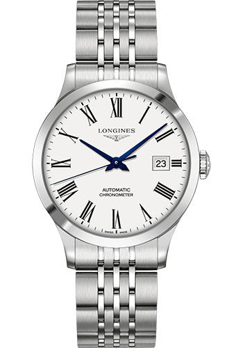 Longines Record collection Watch - 38.5 mm Steel Case - White Roman Dial - Bracelet - L2.820.4.11.6