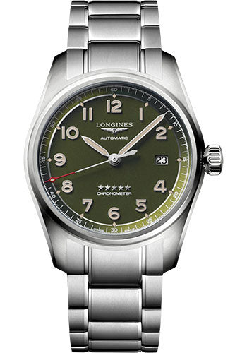 Longines Spirit Automatic Watch - 40 mm Steel Case - Green Arabic Dial - Bracelet - L3.810.4.03.6