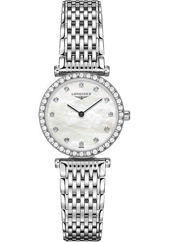 Longines La Grande Classique de Longines Quartz Watch - 24 mm Steel Diamond Case - White Mother-Of-Pearl Diamond Dial - Bracelet - L4.341.0.80.6