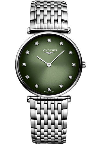 Longines La Grande Classique De Longines Quartz Watch - 29 mm Steel Case - Green Diamond Dial - Bracelet - L4.512.4.92.6