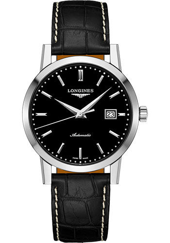 Longines 1832 Watch - 40 mm Steel Case - Black Dial - Black Alligator Strap - L4.825.4.52.0