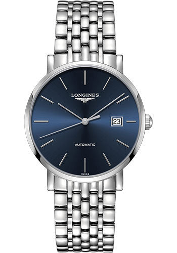 Longines Elegant Collection Watch - 39 mm Steel Case - Blue Dial - Bracelet - L4.910.4.92.6