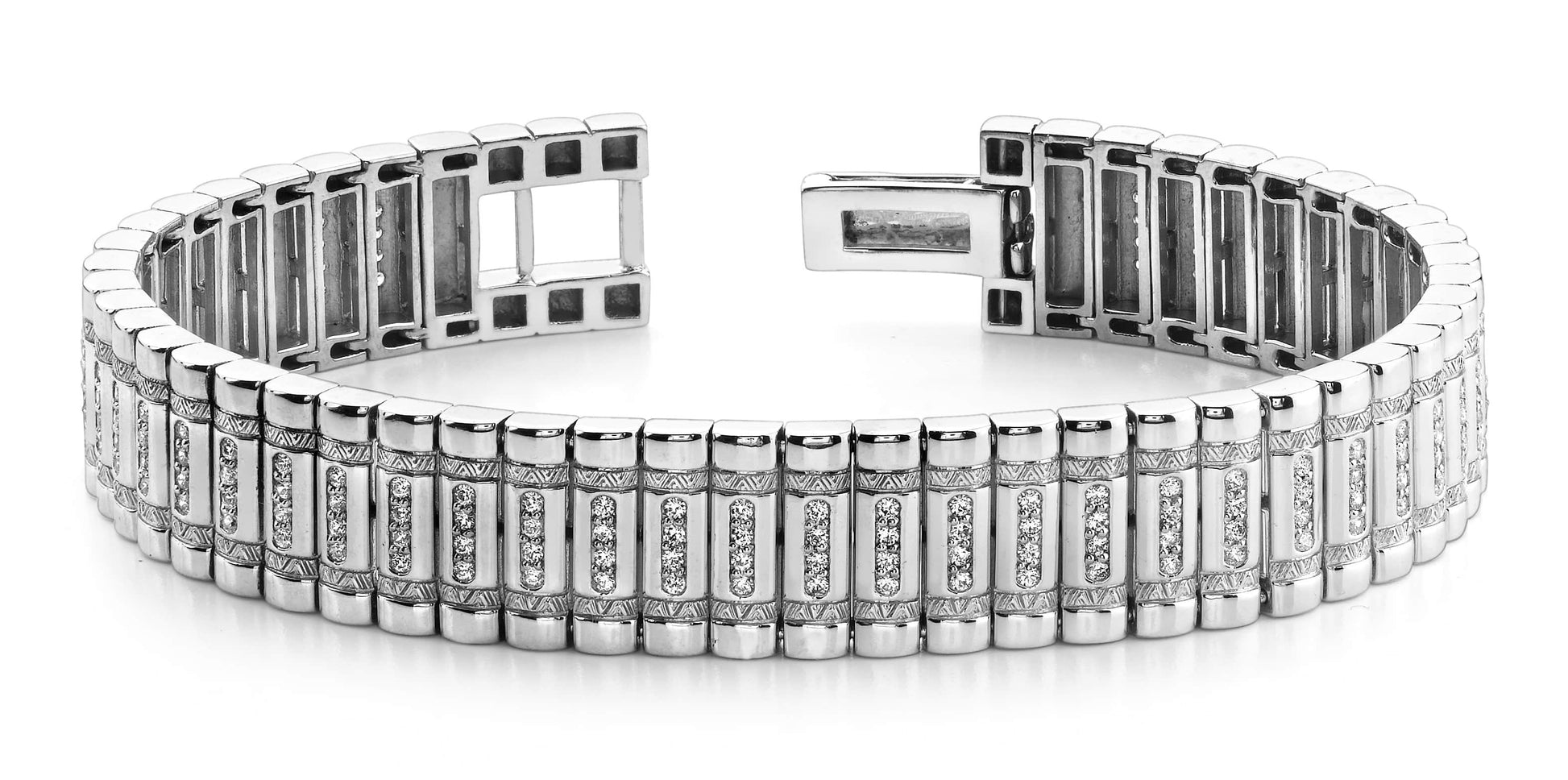 Diamond Column Mens Bracelet Lab-Grown Diamond  with 2.58 ct.(finished) 1.25mm