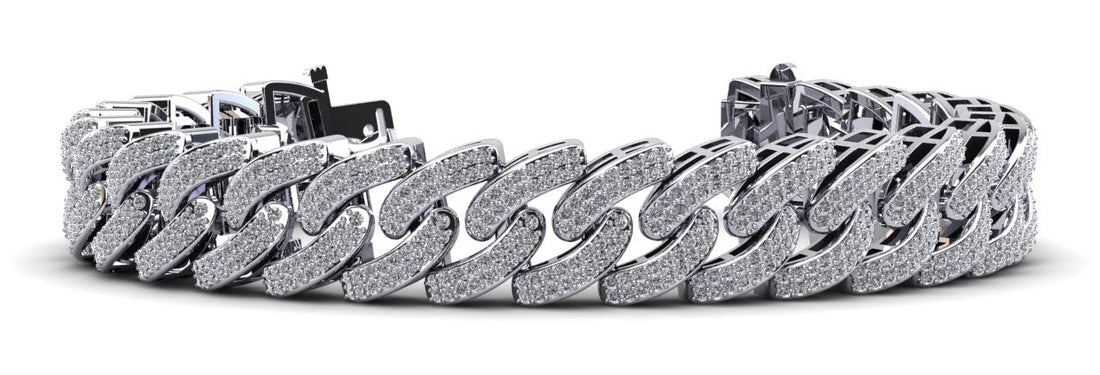 Cuban Link Two Rows Women Diamond Bracelet Lab-Grown Diamond  with 4.66 ct.(finished) 1mm