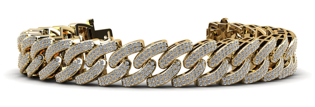 Cuban Link Two Rows Women Diamond Bracelet Lab-Grown Diamond  with 4.66 ct.(finished) 1mm