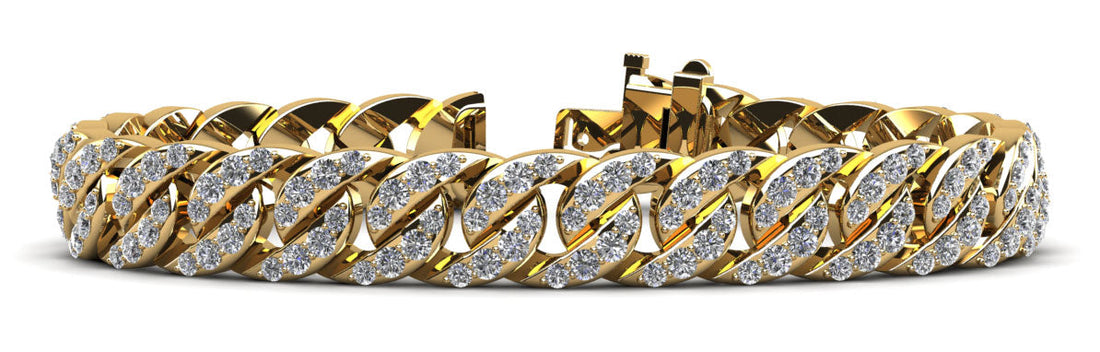 Overlapping Cuban Link Diamond Bracelet Lab-Grown Diamond  with 6.16 ct.(finished) 1.6mm, 2.1mm