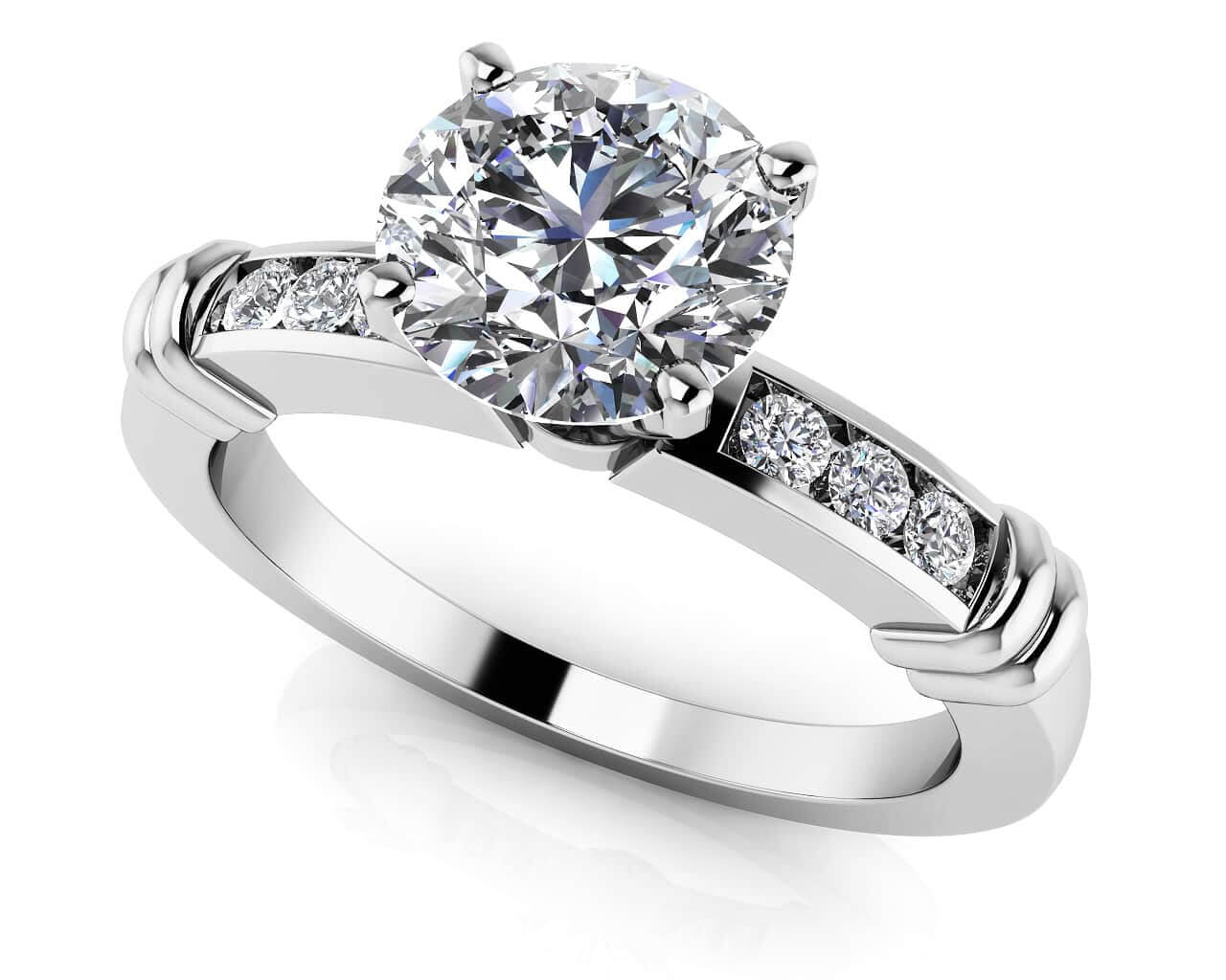 Channel Belt Engagement Ring Lab-Grown Diamond  with 2.12 ct. (2.00 ct. center diamond)