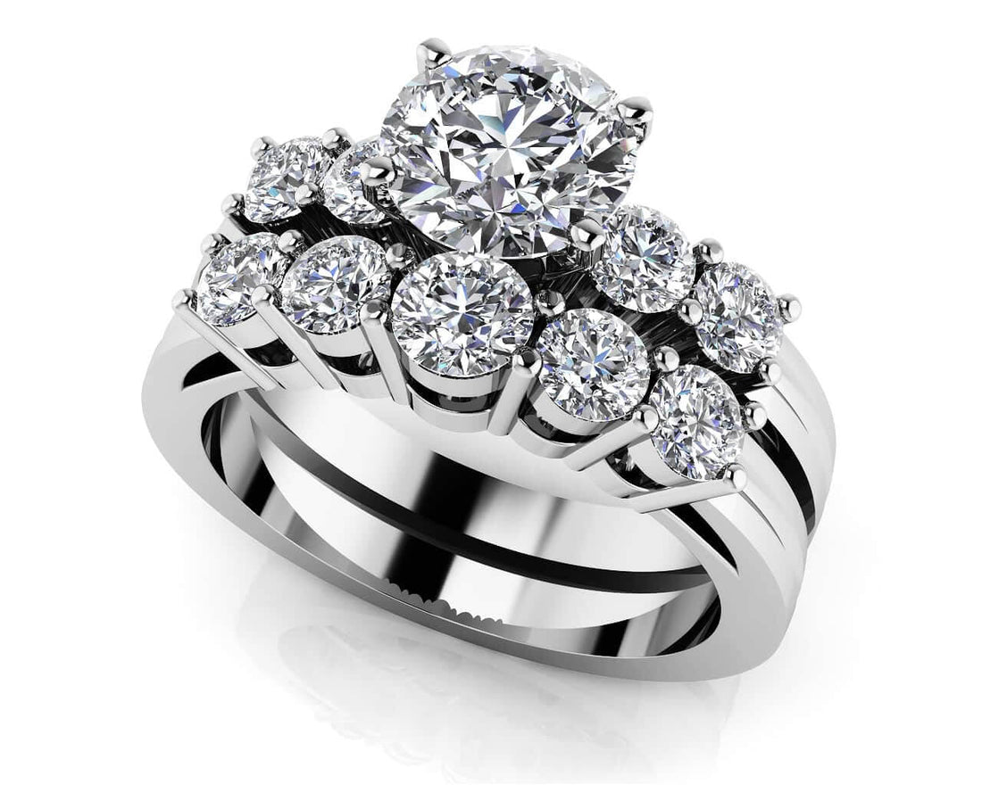 Groove Band Five Across Bridal Set Lab-Grown Diamond  with 2.18 ct. (1.50 ct. center diamond)