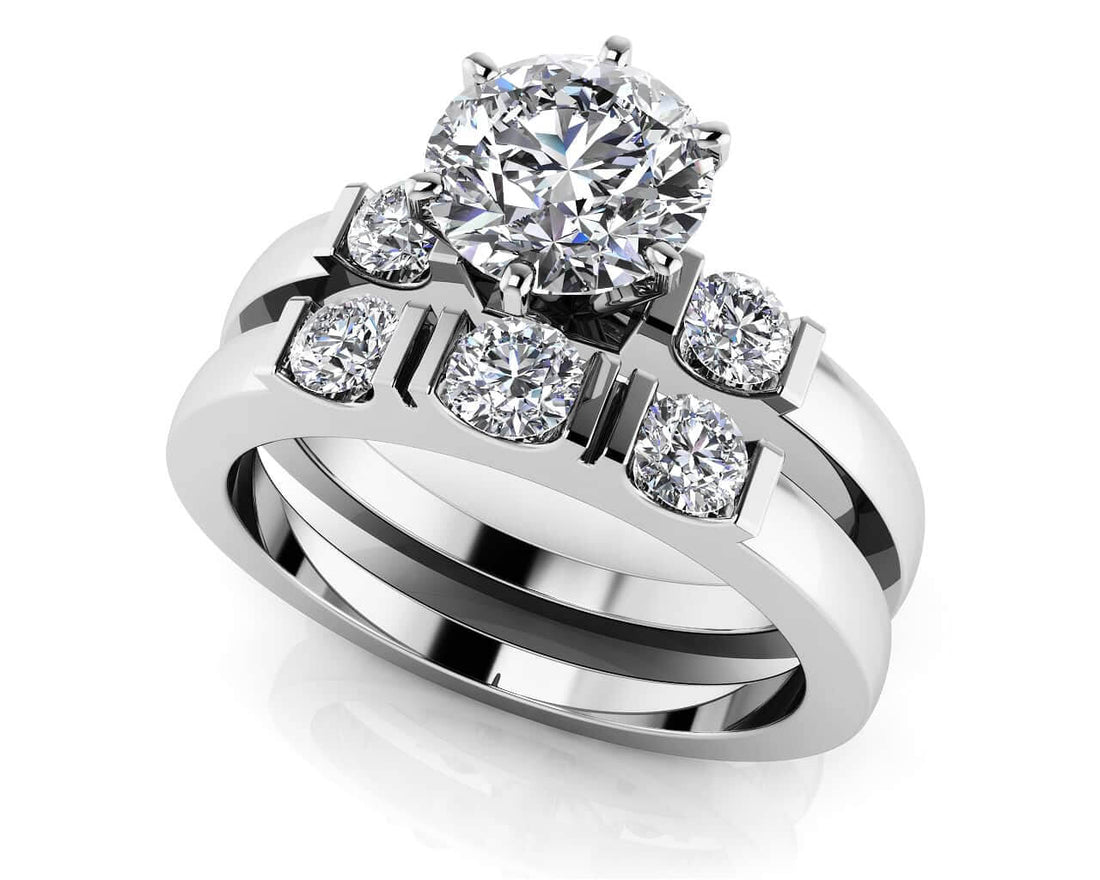 Deco Bridal Set Lab-Grown Diamond  with 1.02 ct. (0.75 ct. center diamond)