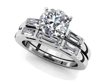 Triple Baguette Bridal Set Lab-Grown Diamond  with 1.80 ct. (1.00 ct. center diamond)