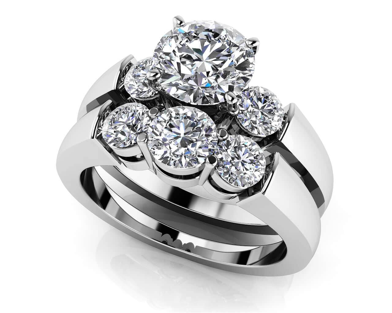 Triple Diamond Bridal Set Set Lab-Grown Diamond  with 2.38 ct. (1.50 ct. center diamond)