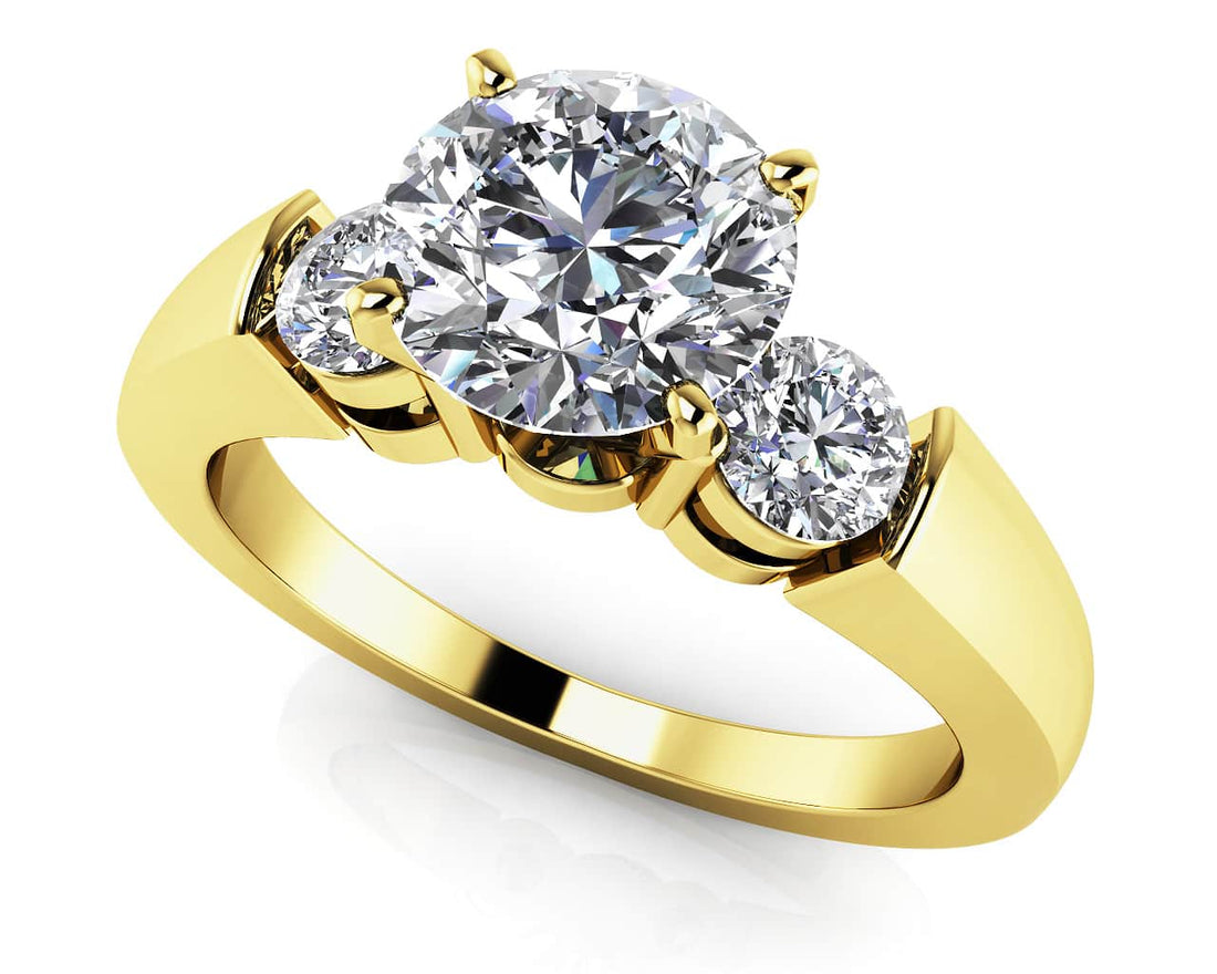 Triple Diamond Engagement Ring Lab-Grown Diamond  with 1.80 ct. (1.50 ct. center diamond)