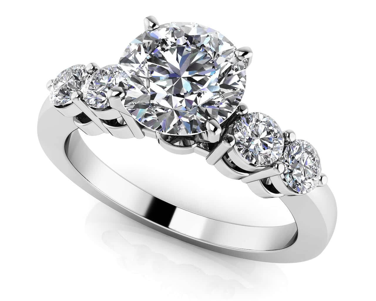 Six Prong Engagement Ring Lab-Grown Diamond  with 2.42 ct. (2.00 ct. center diamond)