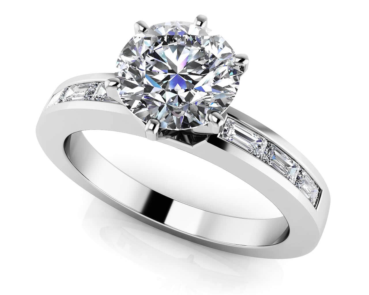 Channel Baguette Diamond Ring Lab-Grown Diamond  with 1.30 ct. (1.00 ct. center diamond)