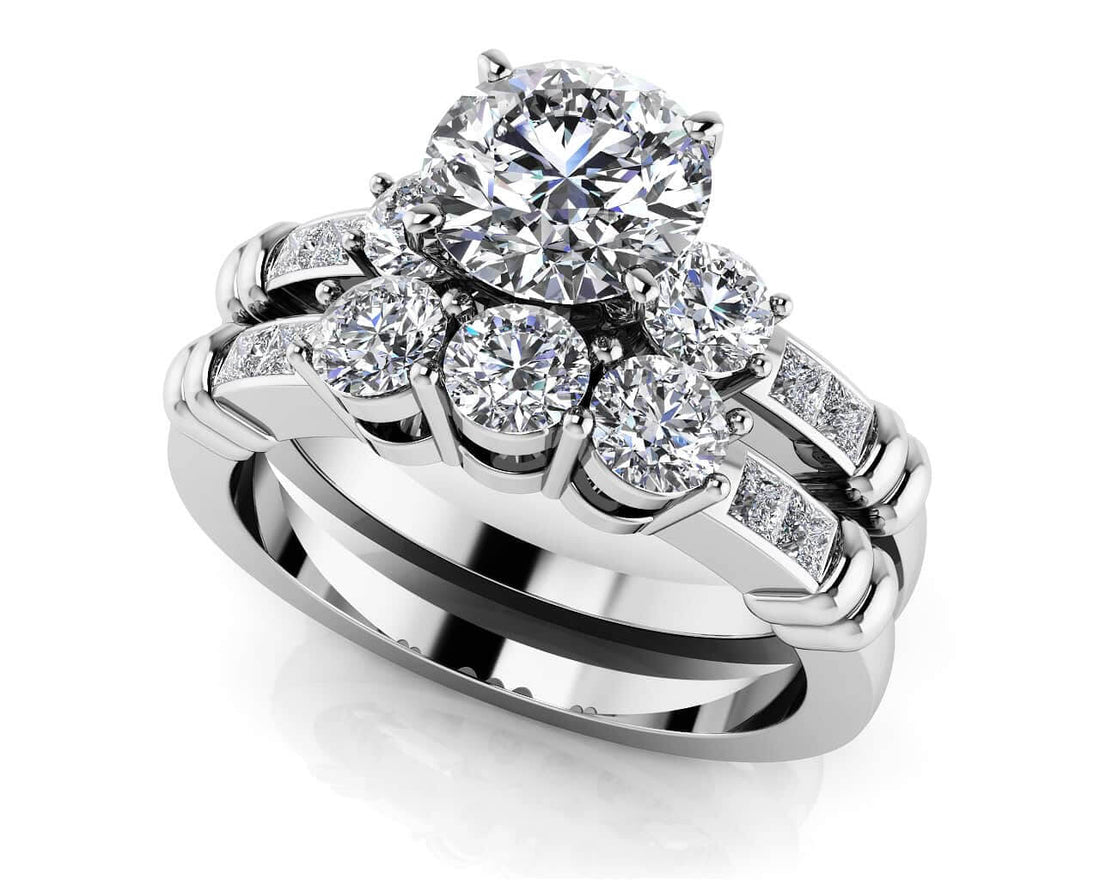 Triple Contrast Bridal Set Lab-Grown Diamond  with 1.28 ct. (0.50 ct. center diamond)