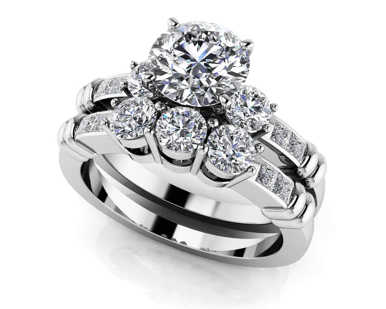 Triple Contrast Bridal Set Lab-Grown Diamond  with 1.78 ct. (1.00 ct. center diamond)