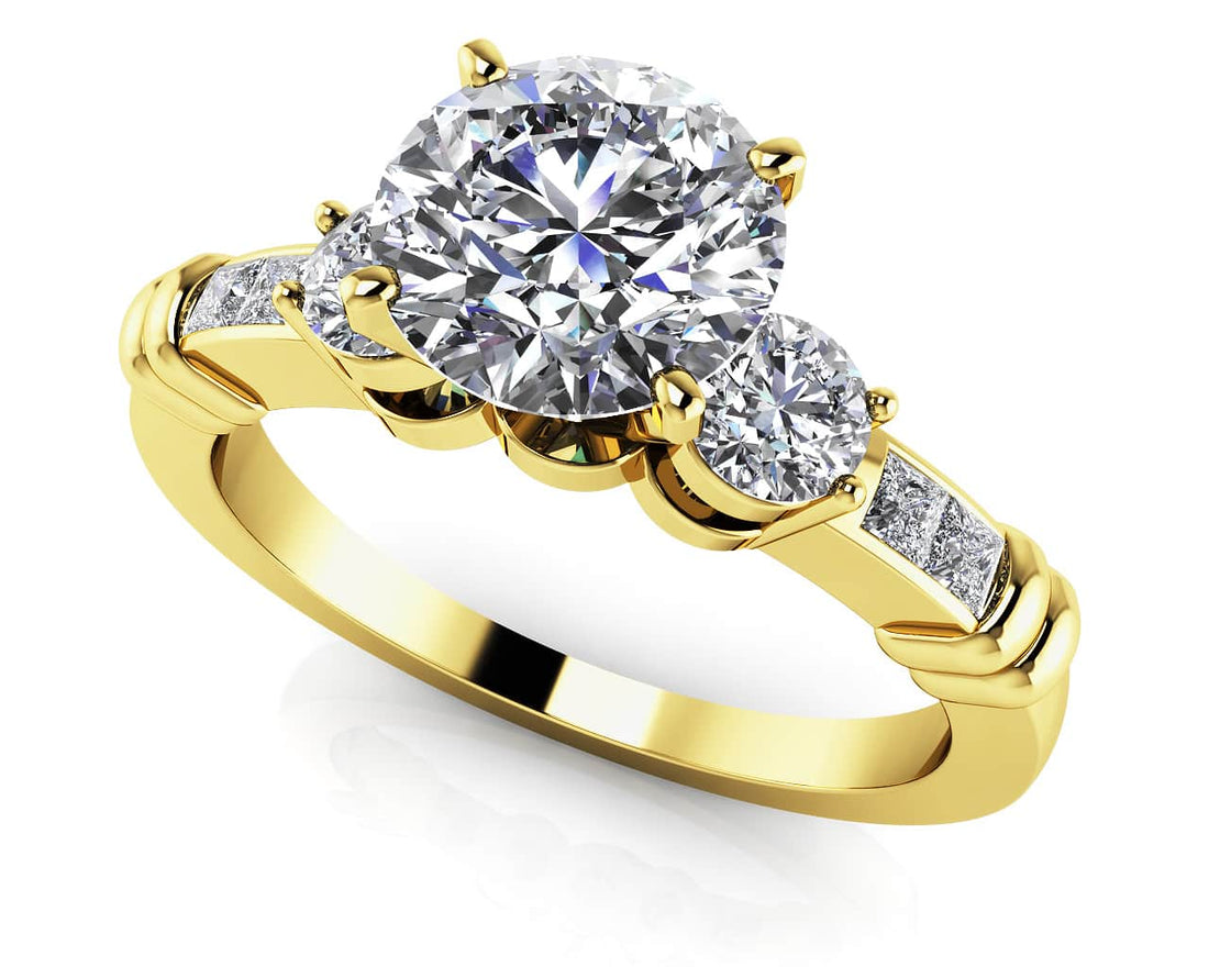 Triple Contrast Engagement Ring Lab-Grown Diamond  with 1.58 ct. (1.25 ct. center diamond)