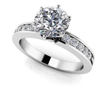 Diamond Band Center Focus Engagement Ring Lab-Grown Diamond  with 2.22 ct. (2.00 ct. center diamond)