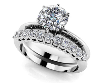 Diamond Solitaire Studded Band Bridal Set Lab-Grown Diamond  with 0.86 ct. (0.50 ct. center diamond)