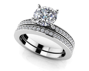 Diamond Channel Band Bridal Set Lab-Grown Diamond  with 1.19 ct. (0.50 ct. center diamond)