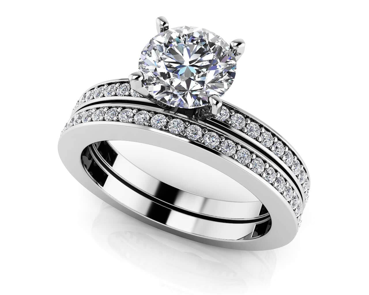 Diamond Channel Band Bridal Set Diamond  with 1.69 ct. (1.00 ct. center diamond)