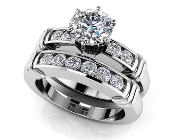 Channel Diamond Flanked Bridal Set Lab-Grown Diamond  with 2.41 ct. (2.00 ct. center diamond)