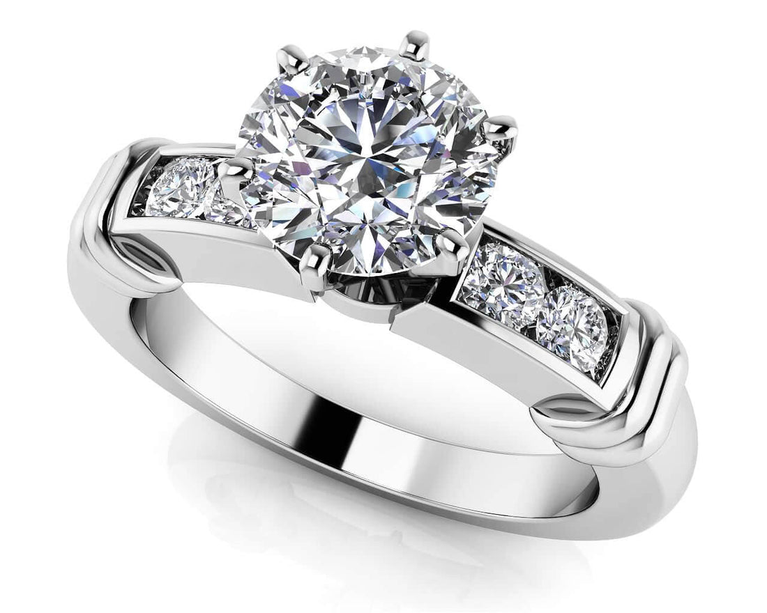 Channel Diamond Flanked Engagement Ring Lab-Grown Diamond  with 2.16 ct. (2.00 ct. center diamond)