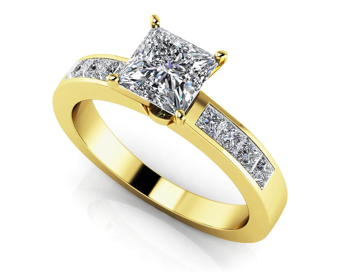 Channel Set Princess Cut Diamond Engagement Ring Lab-Grown Diamond  with 1.98 ct. (1.50 ct. center diamond)