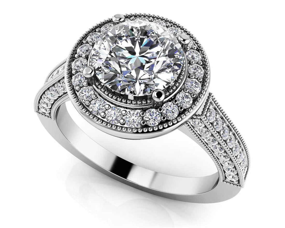 Vintage Glamour Diamond Engagement Ring Lab-Grown Diamond  with 2.04 ct. (1.50 ct. center diamond)