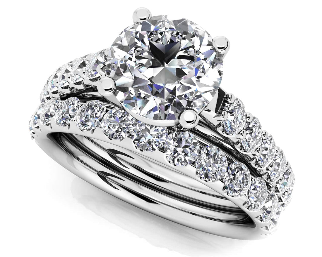 Classic Sparkle Diamond Wedding Set Lab-Grown Diamond  with 1.46 ct. (0.50 ct. center diamond)