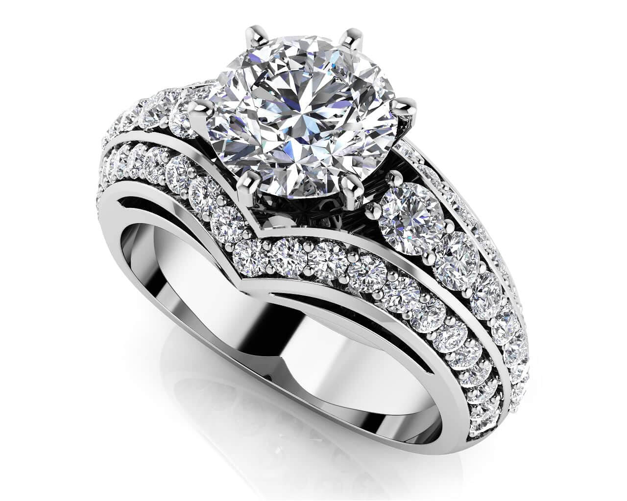 Contemporary Engagement Ring With Side Stones Lab-Grown Diamond  with 2.11 ct. (1.25 ct. center diamond)