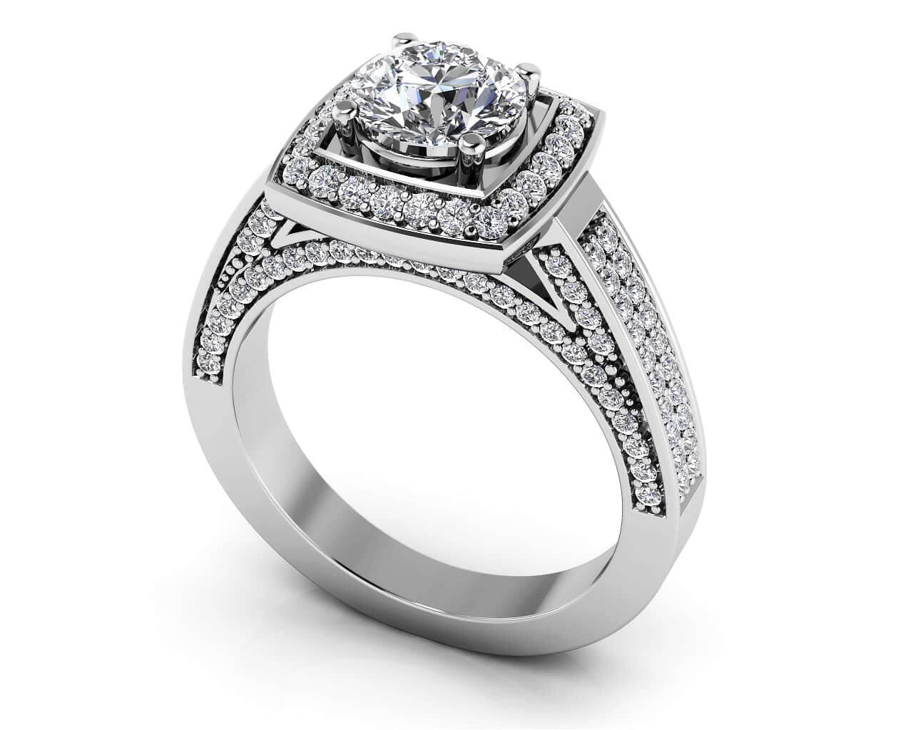 Legacy Diamond Frame Vintage Style Engagement Ring Lab-Grown Diamond  with 1.19 ct. (0.50 ct. center diamond)