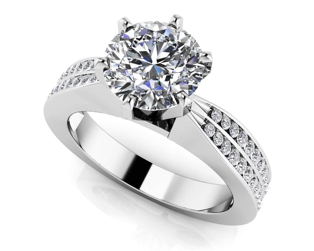 Elegant Six Prong Diamond Engagement Ring Lab-Grown Diamond  with 1.73 ct. (1.25 ct. center diamond)