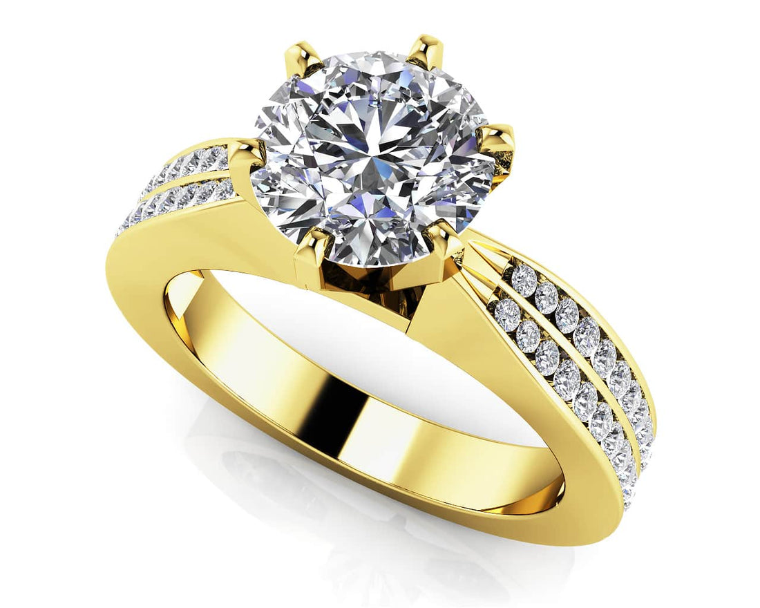 Elegant Six Prong Diamond Engagement Ring Lab-Grown Diamond  with 1.73 ct. (1.25 ct. center diamond)