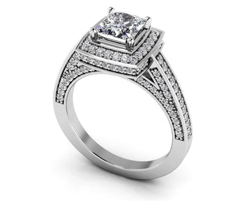 Splendid Princess Cut Engagement Ring Lab-Grown Diamond  with 2.79 ct. (2.00 ct. center diamond)