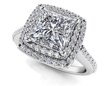 Princess Diamond Double Square Frame Ring Lab-Grown Diamond  with 1.97 ct. (1.50 ct. center diamond)