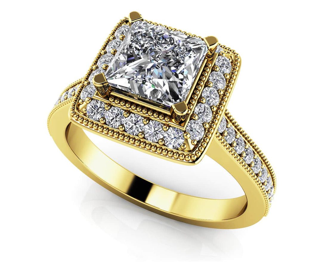 Princess Dream Frame Vintage Style Engagement Ring Lab-Grown Diamond  with 1.34 ct. (1.00 ct. center diamond)