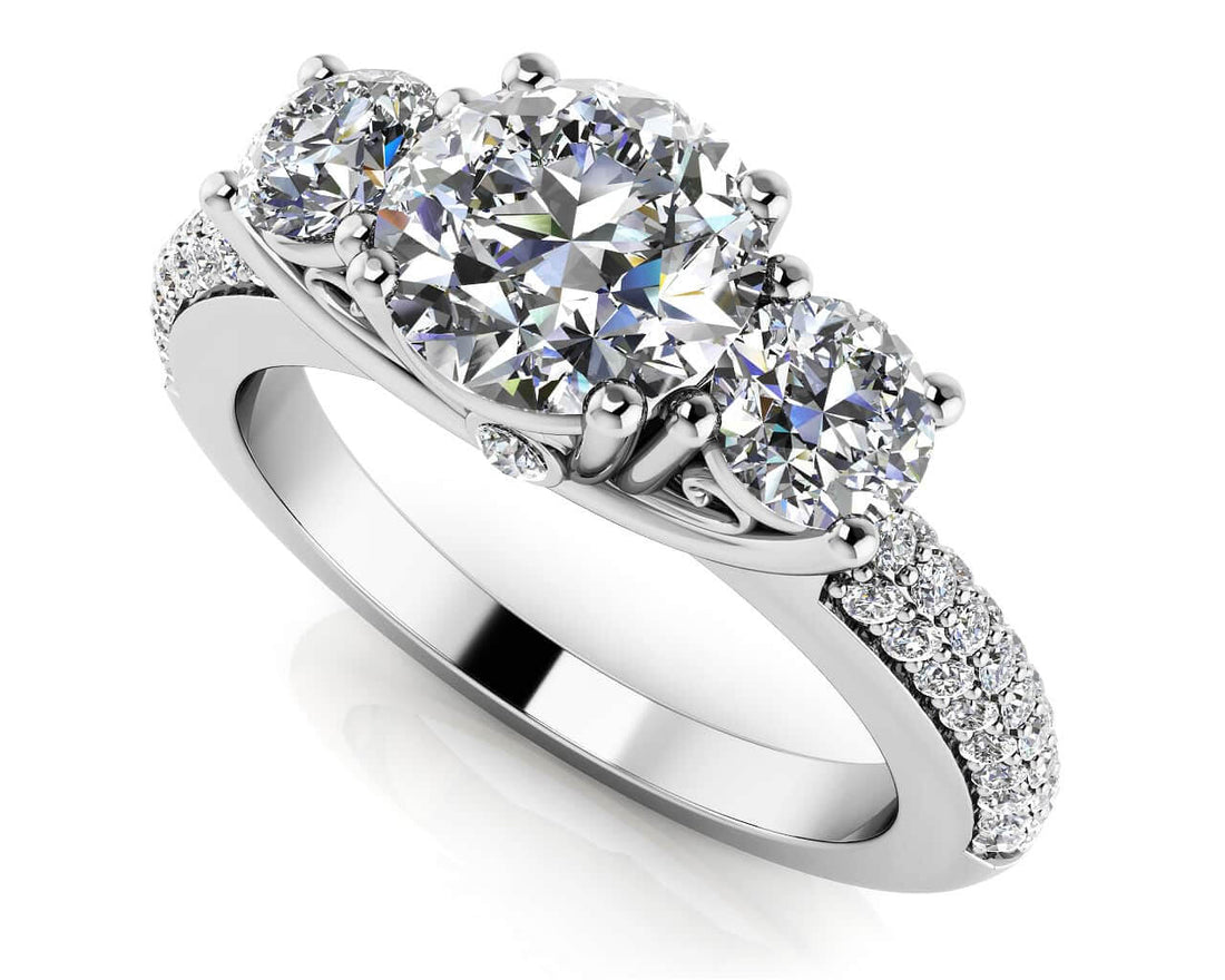 Breathtaking Scroll Diamond Engagement Ring Lab-Grown Diamond  with 2.47 ct. (1.50 ct. center diamond)